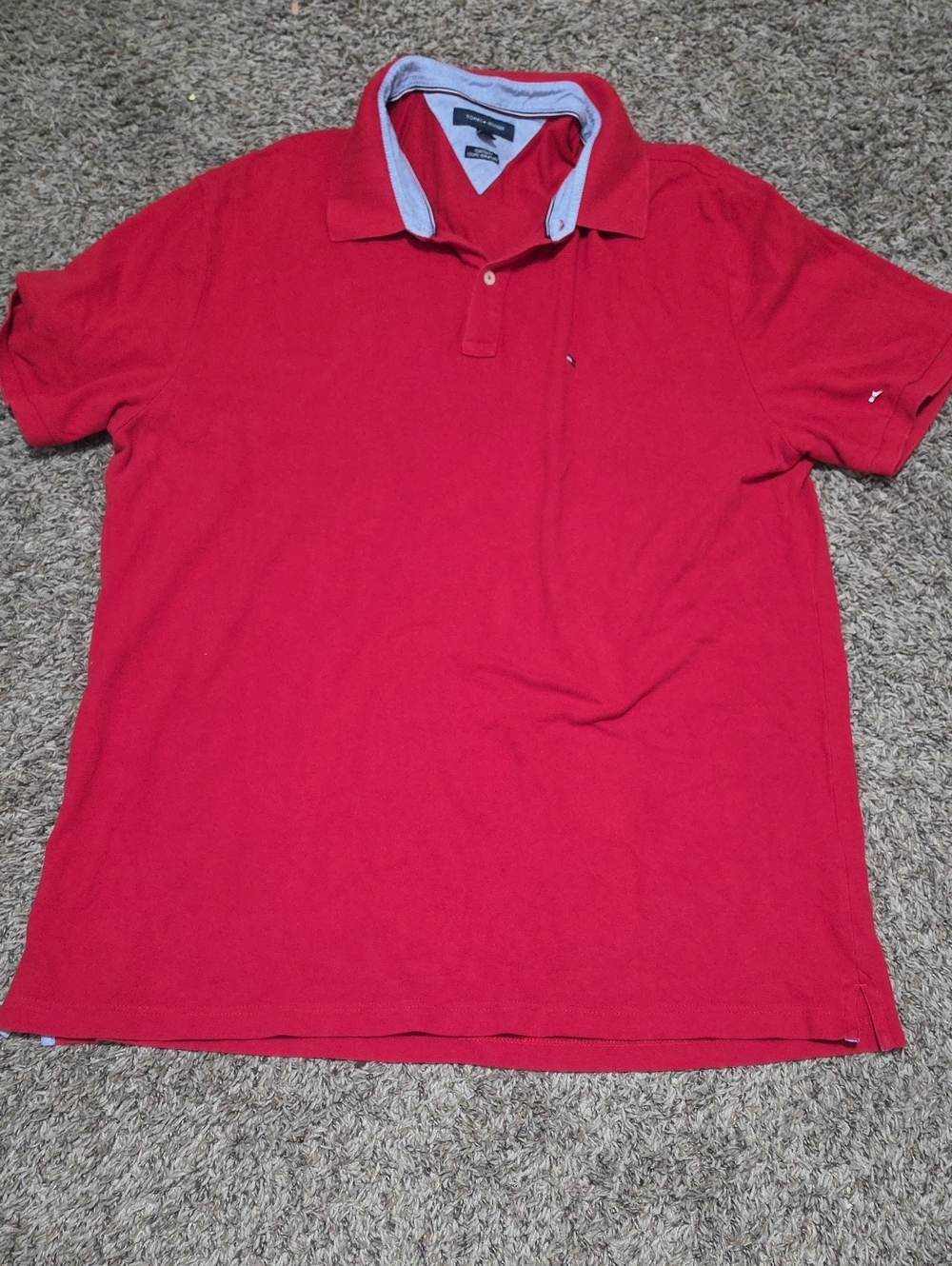 Tommy Hilfiger Red Polo with Contrast Collar